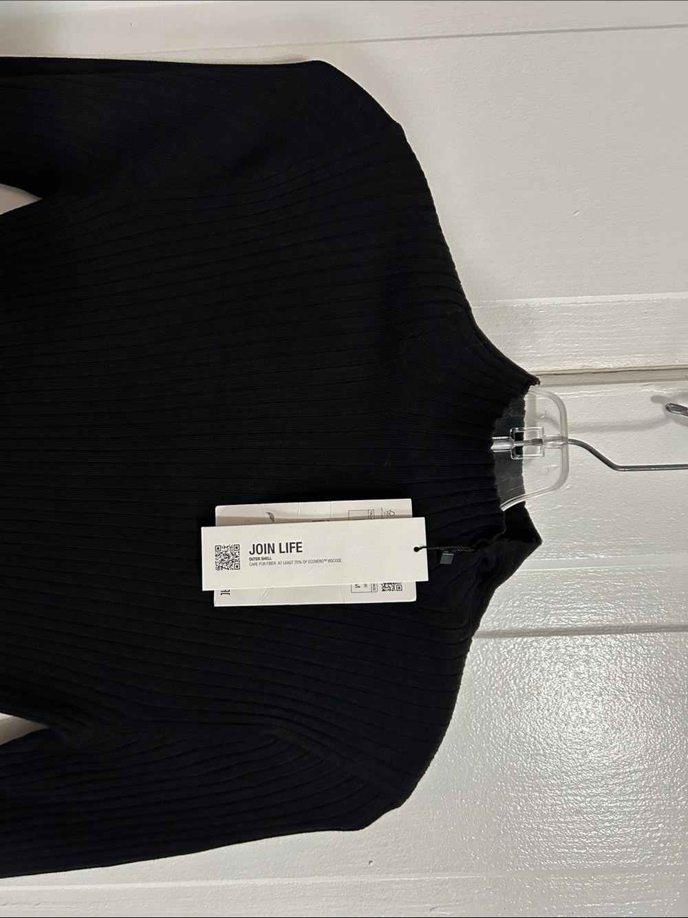 NWT • ZARA • Ribbed Mock Neck Long-Sleeve Top - Black in PERFECT NEW CONDITION - Picture 7 of 11